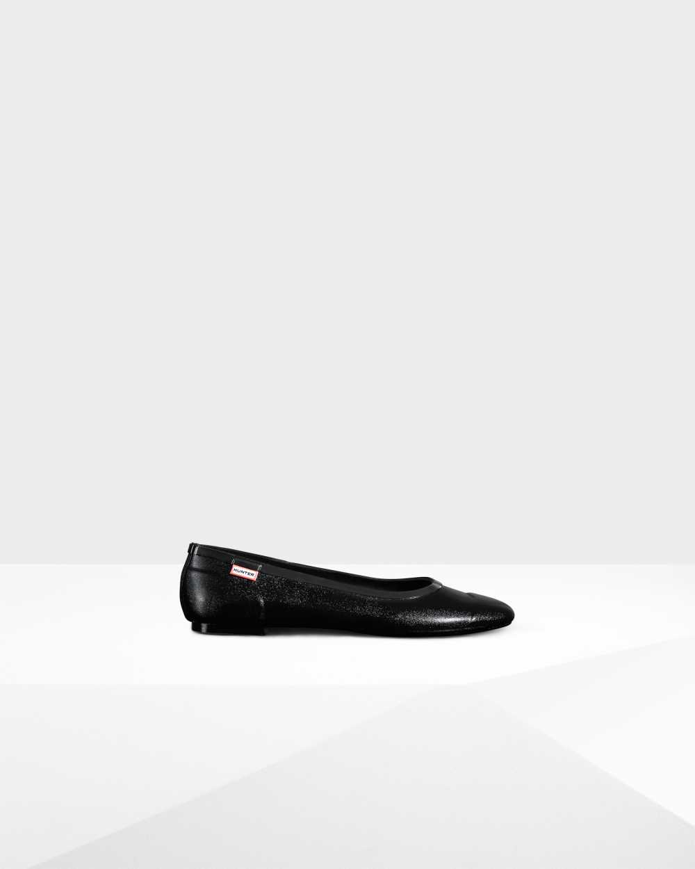 Womens Hunter Original Tour Gloss Ballet Flats Black | ZULIDE-951